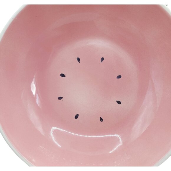 Watermelon Ceramic Serving Bowl 11 Inches Pink Green Summer Fruit Salads Snacks - Picture 5 of 12